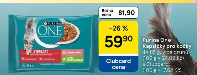 PURINA ONE Kapsičky pro kočky, 4× 85 g