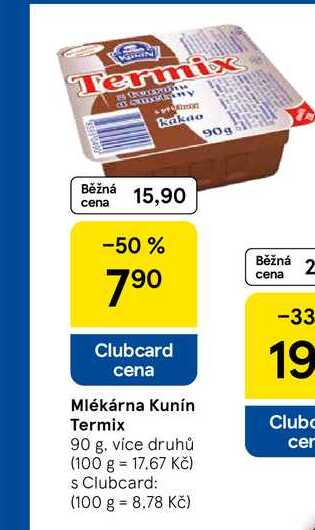 Mlékárna Kunín Termix, 90 g, více druhů