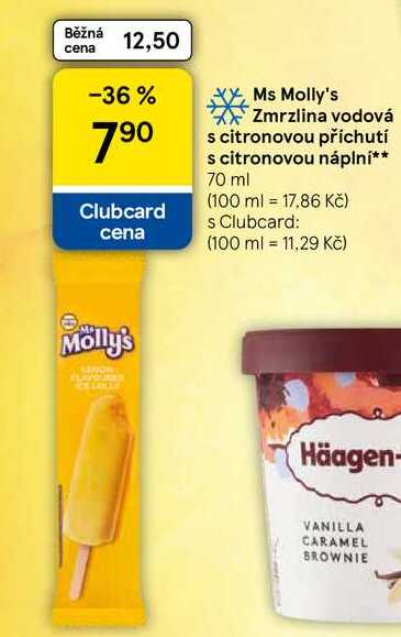 Ms Molly's Zmrzlina vodová s citronovou příchutí s citronovou náplní, 70 ml  