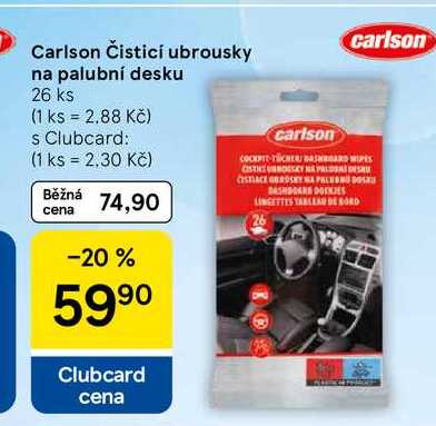 Carlson Čisticí ubrousky na palubní desku, 26 ks