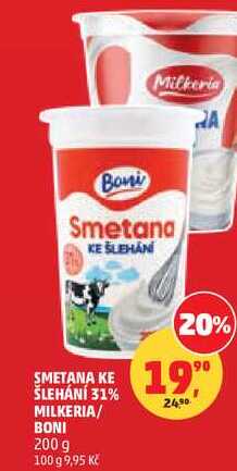 SMETANA KE ŠLEHÁNÍ 31% MILKERIA/ BONI, 200 g