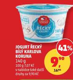 JOGURT ŘECKÝ BÍLÝ KARLOVA KORUNA, 140g