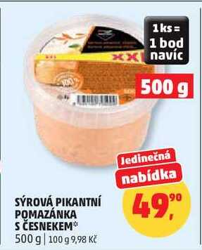 SÝROVÁ PIKANTNÍ POMAZÁNKA S ČESNEKEM, 500 g 