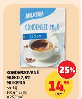 KONDENZOVANÉ MLÉKO 7,5% MILKERIA, 340 g