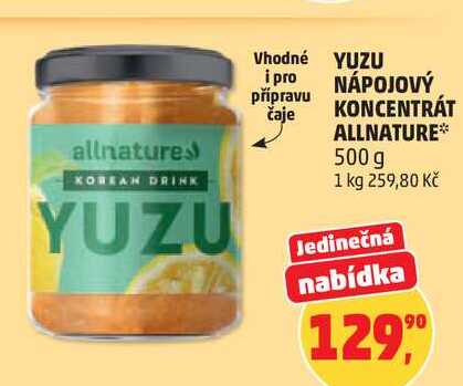 YUZU NÁPOJOVÝ KONCENTRÁT ALLNATURE, 500 g