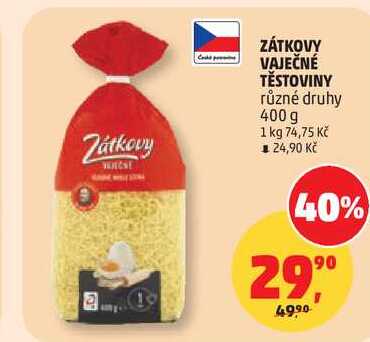 ZÁTKOVY VAJEČNÉ TĚSTOVINY různé druhy, 400 g 
