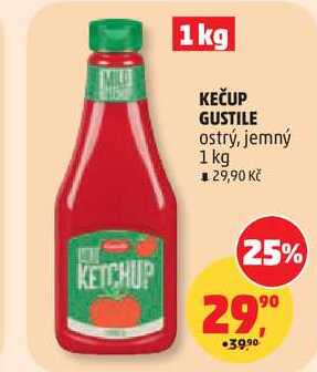 KEČUP GUSTILE ostrý, jemný, 1 kg 