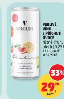 PERLIVÉ VÍNO S PŘÍCHUTÍ OVOCE různé druhy plech, 0,25 l 
