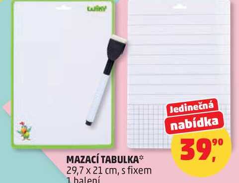 MAZACÍ TABULKA 29,7 x 21 cm, s fixem, 1 balení