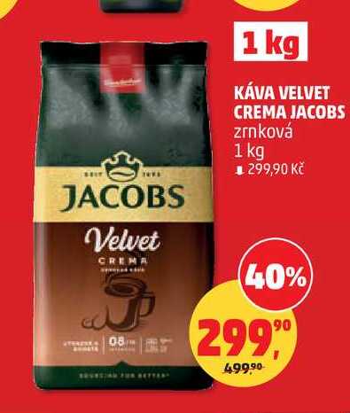 KÁVA VELVET CREMA JACOBS zrnková, 1 kg