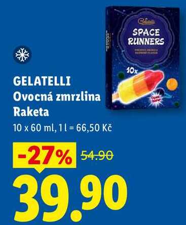 GELATELLI Ovocná zmrzlina Raketa, 10x 60 ml