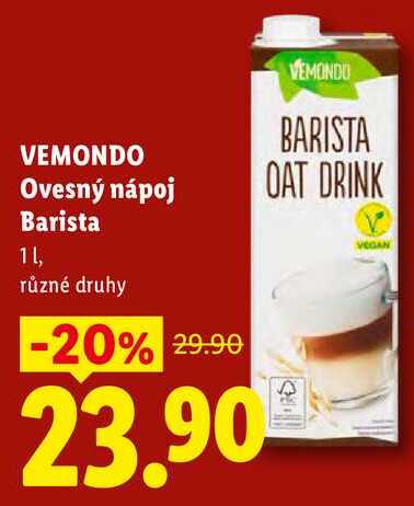 VEMONDO Ovesný nápoj Barista, 1 l