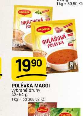 GULÁŠOVÁ POLÉVKA POLÉVKA MAGGI vybrané druhy 42-54 g