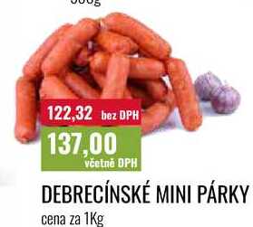 DEBRECÍNSKÉ MINI PÁRKY, cena za 1Kg  