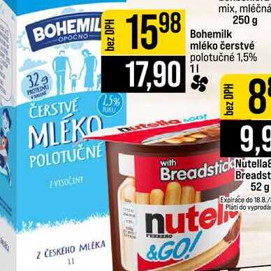Bohemilk mléko čerstvé polotučné 1,5% 1l