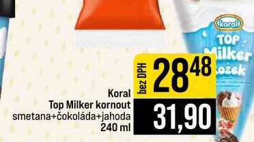 Koral Top Milker kornout smetana+čokoláda+jahoda 240 ml