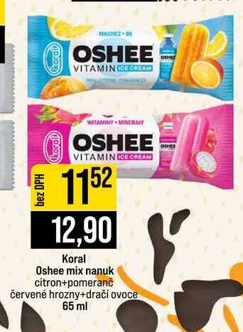 Koral Oshee mix nanuk citron+pomeranč červené hrozny+dračí ovoce 65 ml  