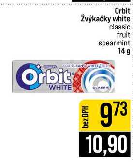 Orbit Žvýkačky white classic fruit spearmint 14 g