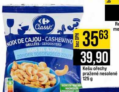 Kešu ořechy pražené nesolené 125 g