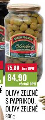 OLIVY ZELENÉ S PAPRIKOU, OLIVY ZELENÉ 900g