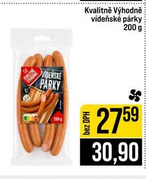 Kvalitně Výhodně vídeňské párky 200 g