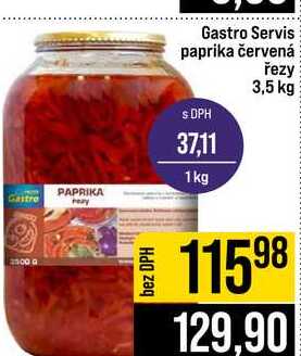 Gastro Servis paprika červená řezy 3,5 kg