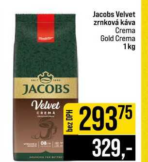 Jacobs Velvet zrnková káva Crema Gold Crema 1kg