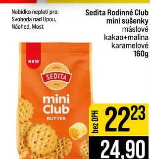 Sedita Rodinné Club mini sušenky máslové kakao+malina karamelové 160g