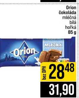 Orion čokoláda mléčná bílá hořká 85 g