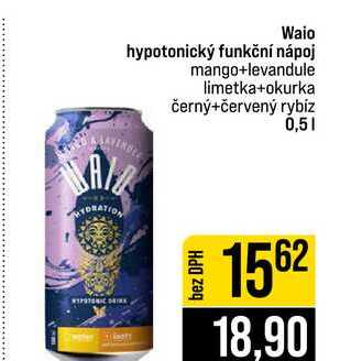 Waio hypotonický funkční nápoj mango+levandule limetka+okurka černý+červený rybíz 0,5l