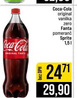 Coca-Cola original vanilka zero Fanta pomeranč Sprite 1,5l