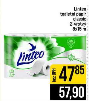 Linteo toaletní papír classic 2-vrstvý 8x15 m