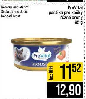 PreVital paštika pro kočky různé druhy 85 g