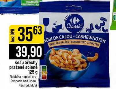 Kešu ořechy pražené solené 125 g
