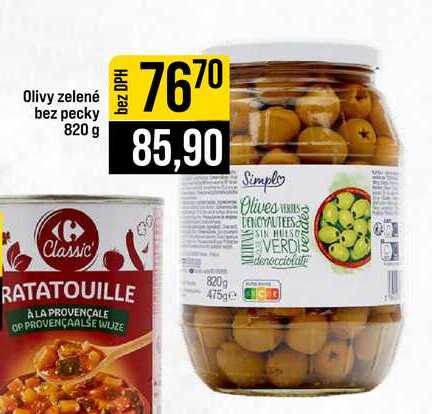 Olivy zelené bez pecky 820 g