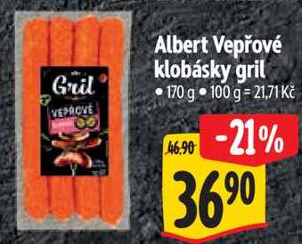 Albert Vepřové klobásky gril, 170 g