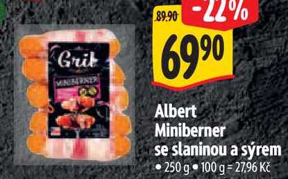 Albert Miniberner se slaninou a sýrem, 250 g