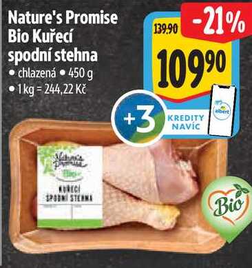 Nature's Promise Bio Kuřecí spodní stehna, 450 g