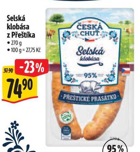 Selská klobása z Přeštíka, 270 g