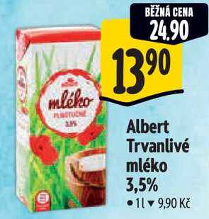 Albert Trvanlivé mléko 3,5%, 1 l
