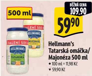 Hellmann's Tatarská omáčka/Majonéza, 500 ml 
