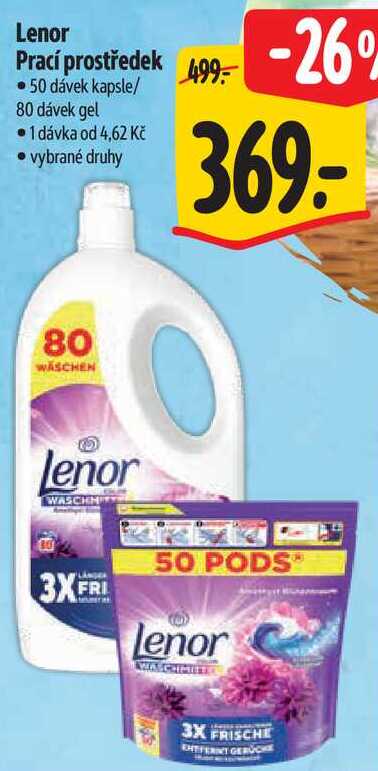 Lenor Prací prostředek, 50 dávek kapsle/80 dávek gel