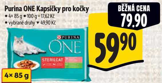 Purina ONE Kapsičky pro kočky, 4x 85 g 