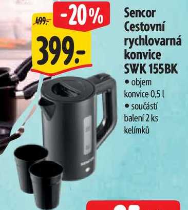 Sencor Cestovní rychlovarná konvice SWK 155BK 