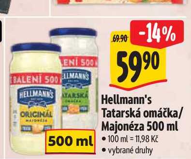 Hellmann's Tatarská omáčka/ Majonéza 500 ml 