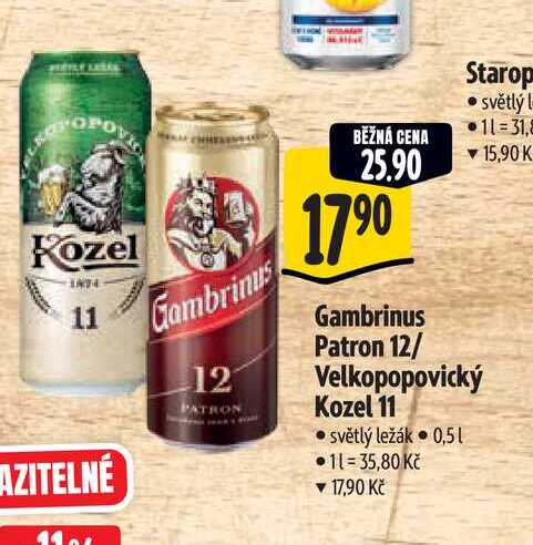  Gambrinus Patron 12/ Velkopopovický Kozel 0,5 l