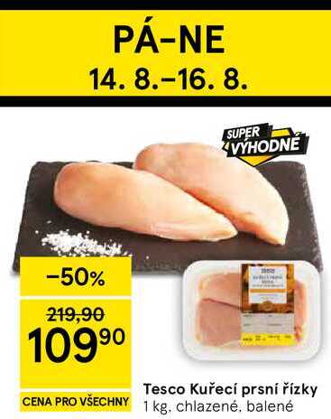 Tesco Kuřecí prsní řízky, 1 kg