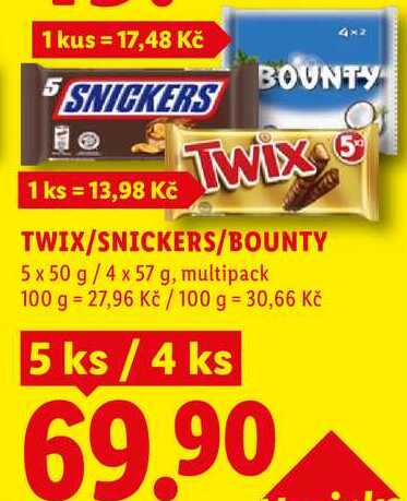 TWIX/SNICKERS/BOUNTY, 5x 50 g/4x 57 g