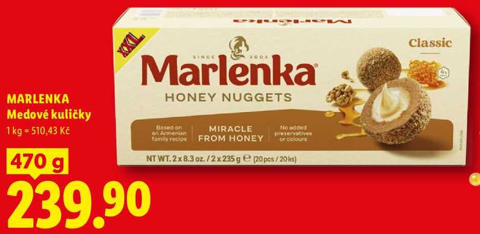 MARLENKA Medové kuličky, 470 g
