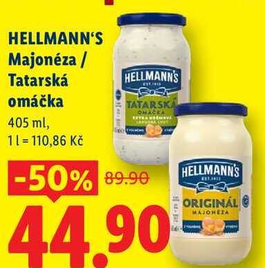 HELLMANN'S Majonéza/Tatarská omáčka, 405 ml